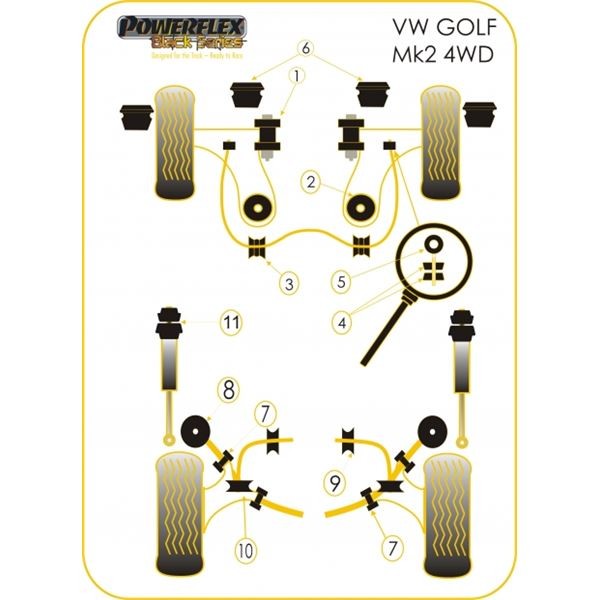 Silentbloc Powerflex Black pentru brațul spate G60 (4 bucăți) - PF-R85262-4N - PFR85-262BLK - 5055676515988
