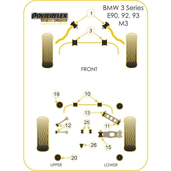 Silentbloc Powerflex pentru bară antiruliu BMW E90 M3, 26,5 mm (2 bucăți) - PF-F51203265-2 - PFF5-1203-26.5 - 5055676525048