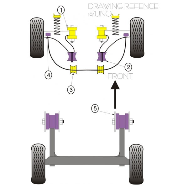Silent-Bloc Powerflex Triangle Avant Fiat Uno 1983-1995 (2 Pièces) - PF-F16101-2 - PFF16-101 - 5055676502636