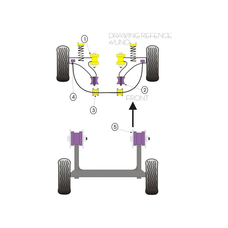 Silentbloc Powerflex pentru brațul spate Fiat Uno (2 bucăți) - PF-R16110-2 - PFR16-110 - 5055676502674