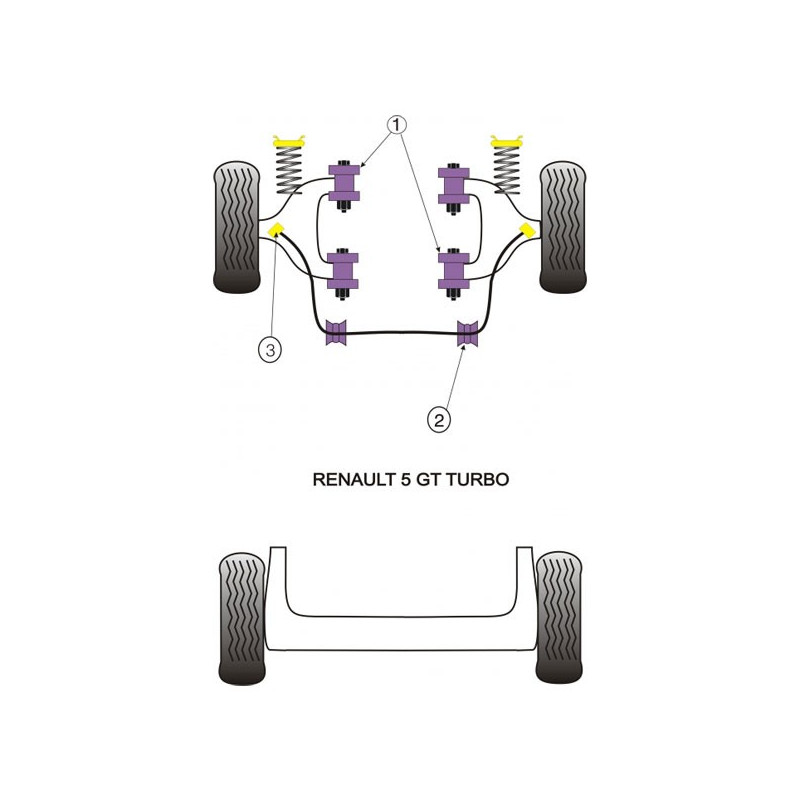 Silentbloc Powerflex triunghiular față pentru Renault R5 GT Turbo (4 bucăți) - PF-F60101-4 - PFF60-101 - 5055676506849