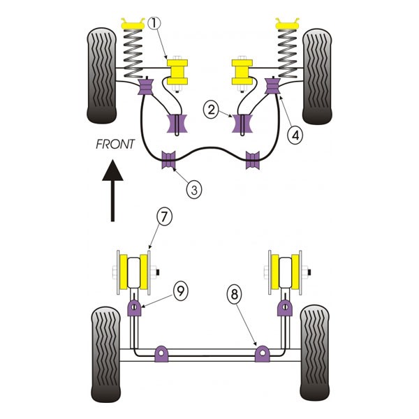Silentbloc Powerflex Road, triunghiular, față, pentru Volkswagen Golf 1 (2 bucăți) - PF-F85211-2 - PFF85-211 - 5055676510433