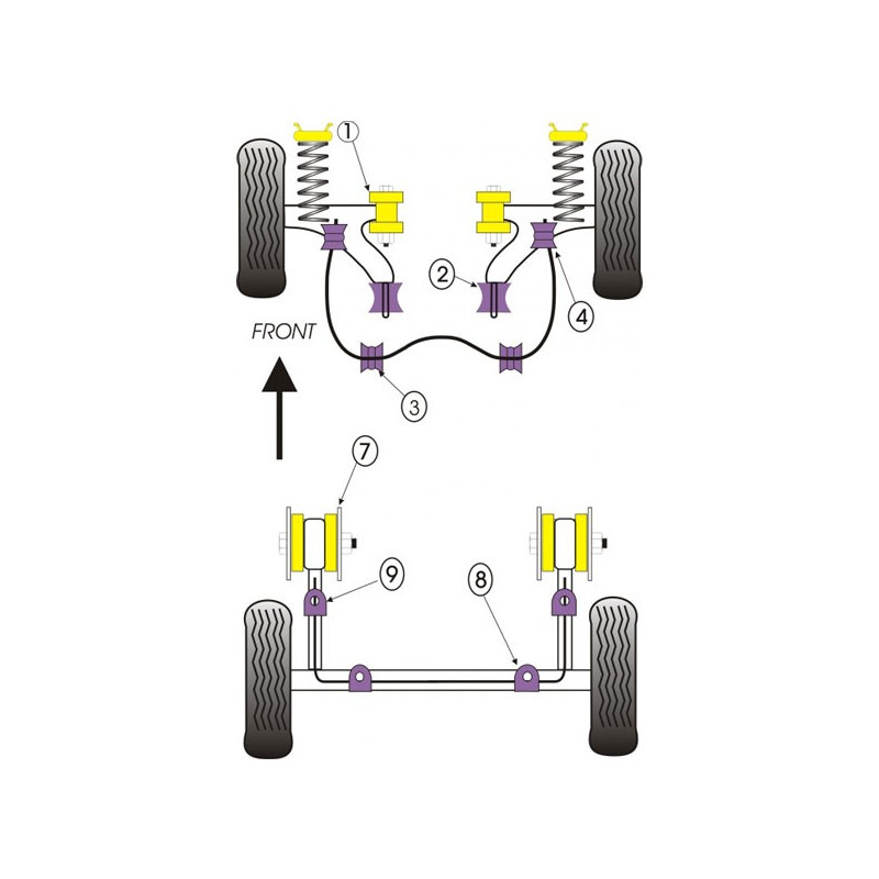 Silentbloc Powerflex pentru triunghiul din spate și cel din față, Volkswagen Golf 1 (2 bucăți) - PF-F85213-2 - PFF85-213 - 5055676510457