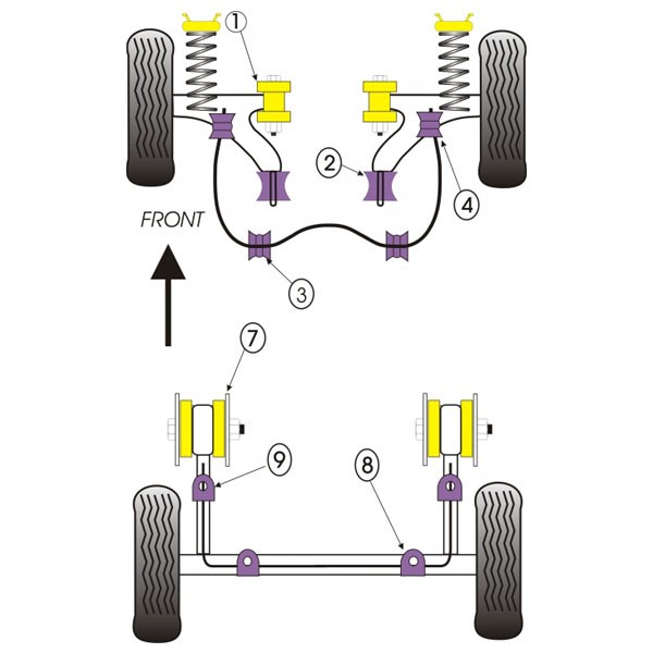Silentblocuri Powerflex Road pentru brațele spate Volkswagen Golf 1 (2 bucăți) - PF-R85220-2 - PFR85-220 - 5055676510501