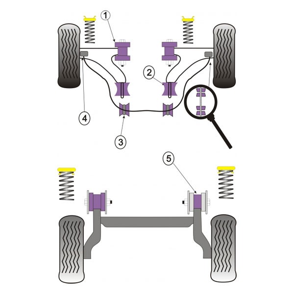 Silentbloc Powerflex triunghiular față pentru Opel Kadett E (2 bucăți) - PF-F80301-2 - PFF80-301 - 5055676509659