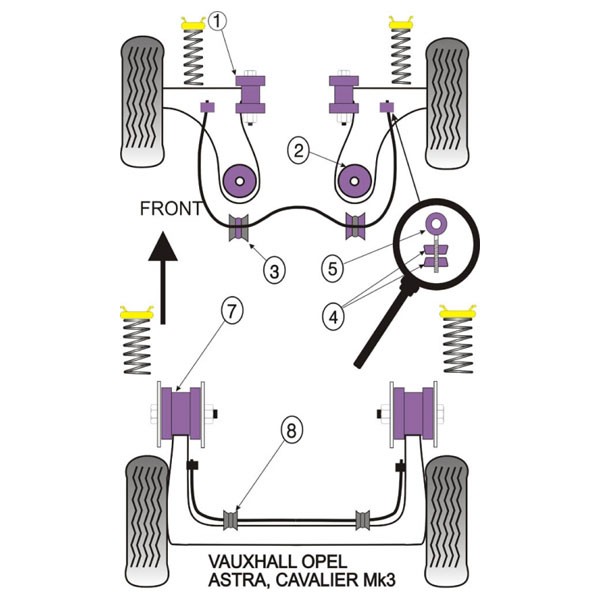 Silentbloc Powerflex pentru bară antiruliu, diametru 24, Opel Astra / Vectra (2 bucăți) - PF-F8040924-2 - PFF80-409-24 - 5055676509857