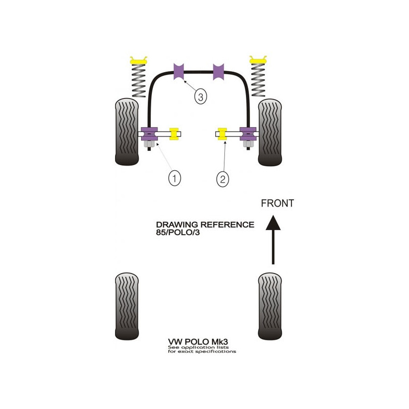 Silentbloc Powerflex pentru bară antiruliu față Volkswagen Polo G40 (2 bucăți) - PF-F85105-2 - PFF85-105 - 5055676510303