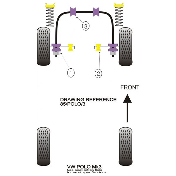Silentbloc Powerflex pentru bară antiruliu față Volkswagen Polo G40 (2 bucăți) - PF-F85105-2 - PFF85-105 - 5055676510303
