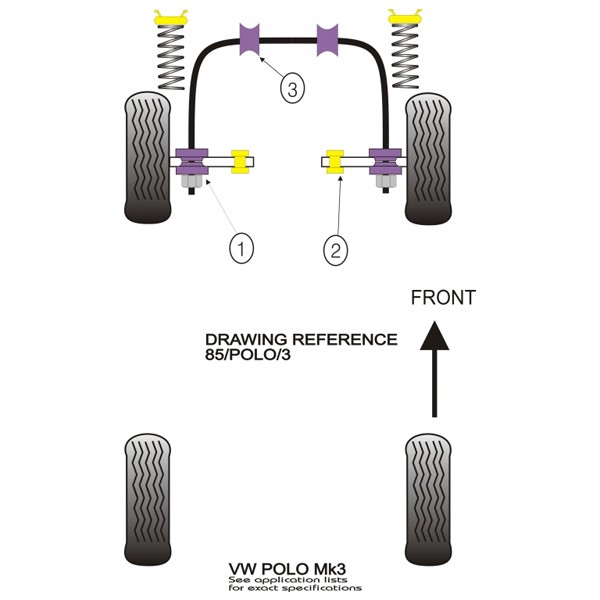 Silentbloc Powerflex triunghiular față pentru Volkswagen Polo (2 bucăți) - PF-F85103-2 - PFF85-103 - 5055676510297
