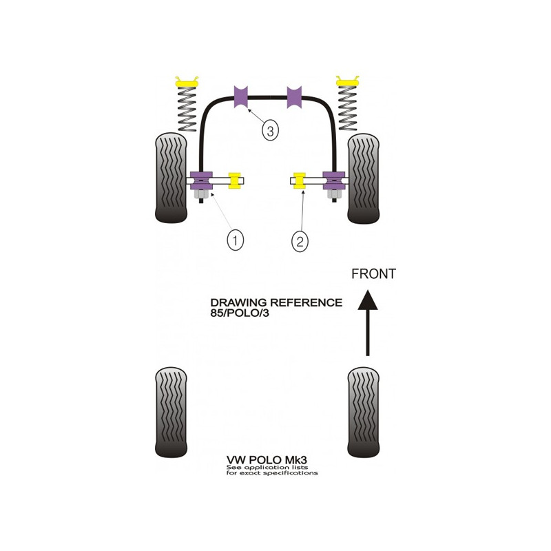 Silentbloc Powerflex triunghiular față pentru Volkswagen Polo Mk1/2 (1975-1994) (2 bucăți) - PF-F85101-2 - PFF85-101 - 5055676510273