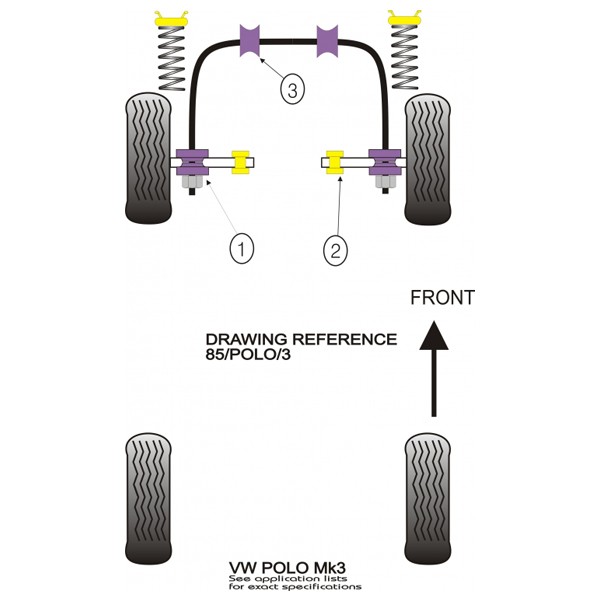Silentbloc Powerflex triunghiular față pentru Volkswagen Polo Mk1/2 (1975-1994) (2 bucăți) - PF-F85101-2 - PFF85-101 - 5055676510273