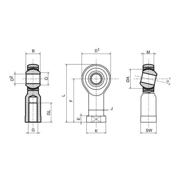 Rodobal MTE Wedstrijd Kogelgewricht Links Hoek 16mm / 2mm - RO-RFL-16MTE - RFL16MTE - 3661768315880
