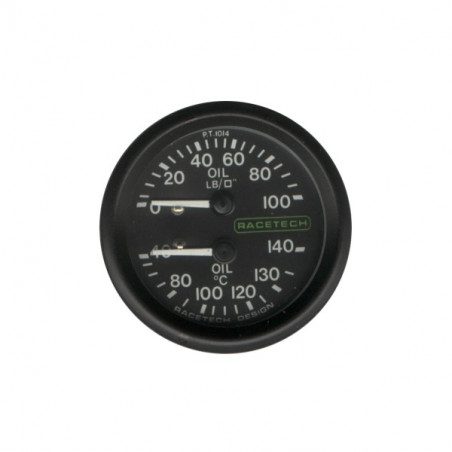 Manomètre Pression Huile 100 PSI / Température Huile 140°C Racetech Eclairé
