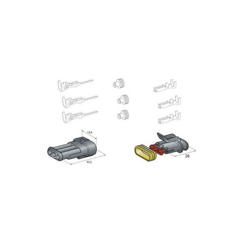 3 Poles Watertight Connectors - FRL-B90533 - 3660343095339