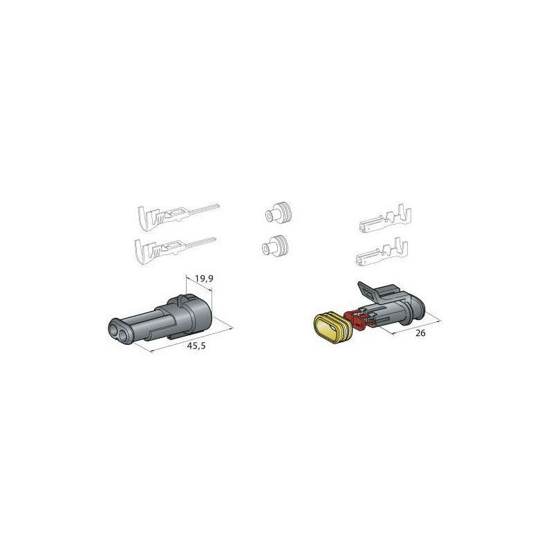 2-weg waterdichte connectoren, type Superseal - FRL-B90532 - 3660343095322