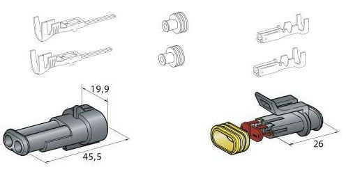 2-weg waterdichte connectoren, type Superseal - FRL-B90532 - 3660343095322