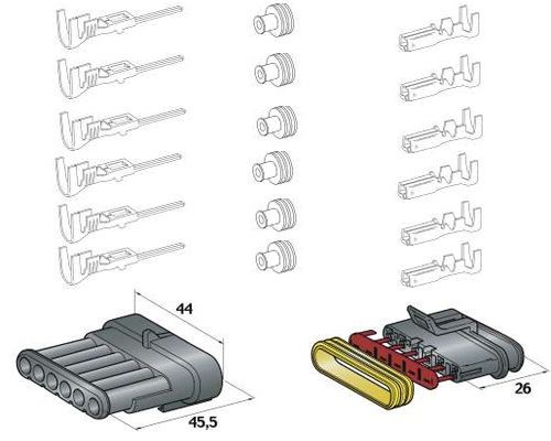 6-weg waterdichte connectoren, type Superseal - FRL-B90536 - 3660343095360