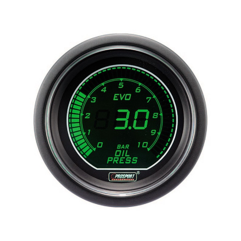 Manomètre Digital Pro-Sport Pression d'Huile 52mm 0 à 7Bar Vert/Blanc - CT-PH-005-V-BL - 216EVOWGOP - 3661768389201