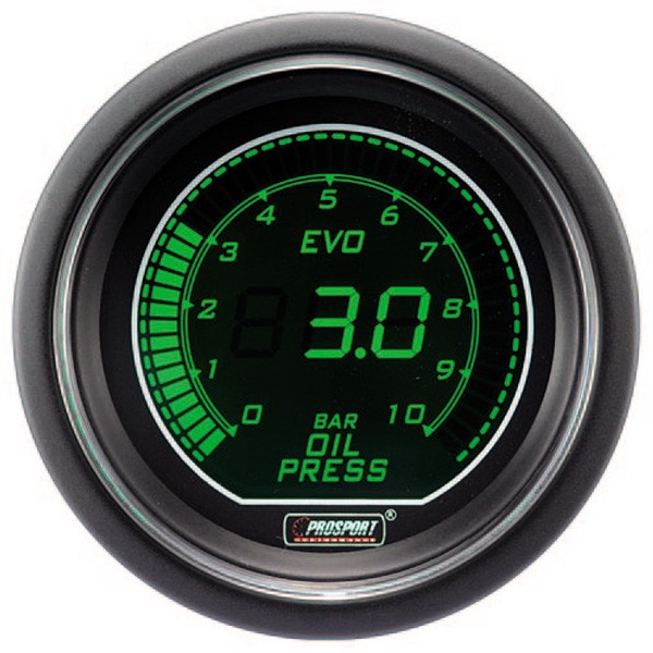 Pro-Sport Digitale Oliedrukmeter 52mm 0 tot 7Bar Groen/Wit - CT-PH-005-V-BL - 216EVOWGOP - 3661768389201