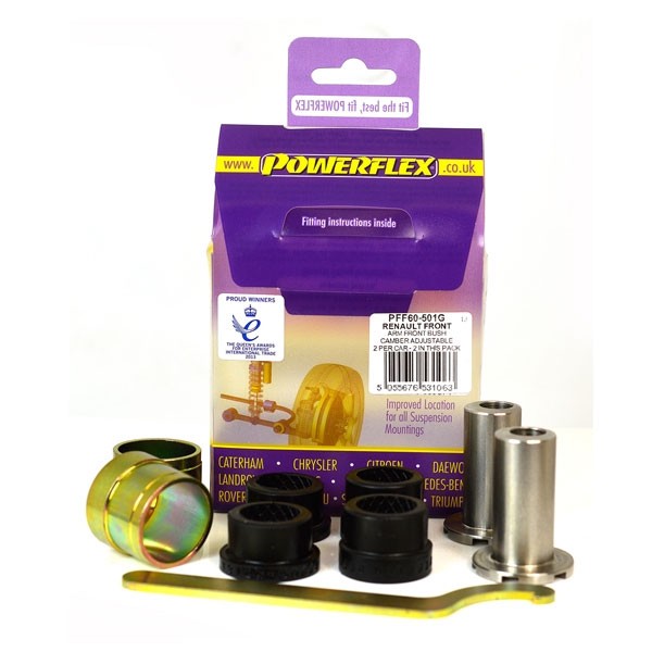 Silentblocuri POWERFLEX față reglabile, tip triunghi, pentru Renault Megane 2 RS 225 R26 (2 bucăți) - PF-F60501G-2 - PFF60-501G - 5055676531063