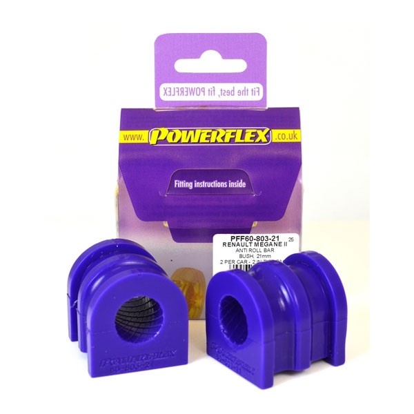 Silentblocuri POWERFLEX anti-ruliu față 21 mm pentru Renault Mégane 2 RS 225 R26 (2 bucăți) - PF-F6080321-2 - PFF60-803-21 - 5055676531872