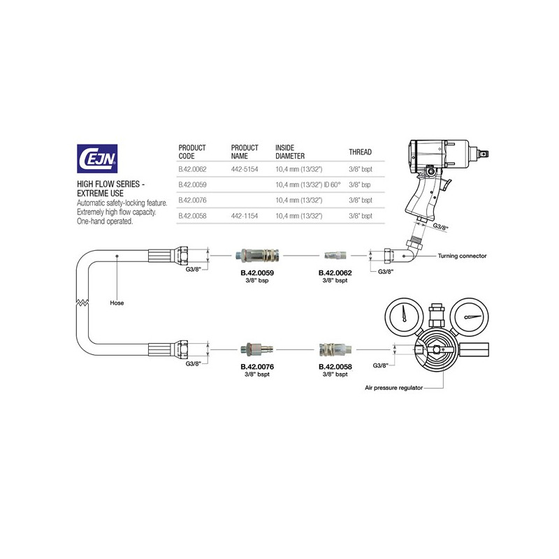 Racord rapid cu capul exterior Paoli 3/8" - PAO-B420076 - B.42.0076 - 8053256121380