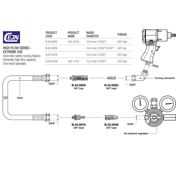 Racord rapid cu capul exterior Paoli 3/8" - PAO-B420076 - B.42.0076 - 8053256121380