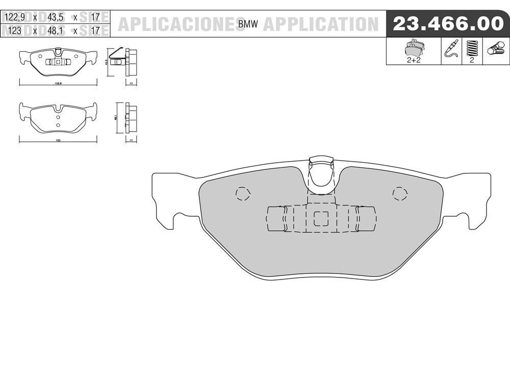 Plăcuțe de frână Road & Sport spate pentru BMW Seria 1 E81-E82-E87-E88 2004-11, Seria 3 E90-E91-E92-E93 2005-11 și SUV-ul BMW X1 - GA-2346600 - 2346600 - 8400160346604