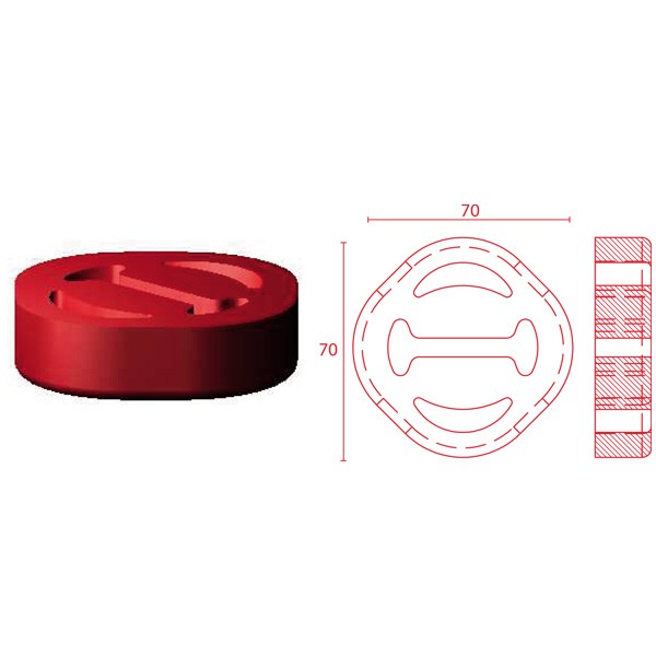Silentbloc Powerflex pentru sistemul de evacuare 70/70 mm - PF-EXH006 - EXH006 - 5055676511904