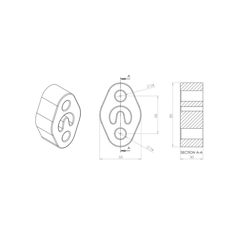 Powerflex universal exhaust mount - PF-EXH017 - EXH017 - 5055676530486