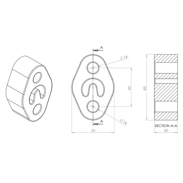 Powerflex universal exhaust mount - PF-EXH017 - EXH017 - 5055676530486
