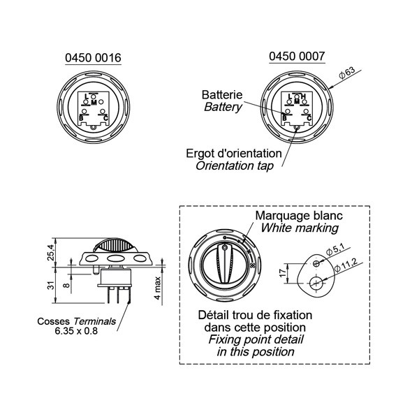 3 speeds 4 positions Switch Siroco Minox Heating turbine Gao Heating - EL-CHAUFF942 - 04500007 - 3661768470114