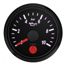 Strumento Pressione Olio VDO SingleViu Diametro 52mm Fondo Nero 0-10Bar